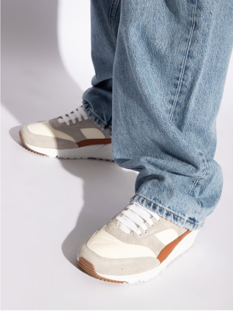 Saint Laurent Low Top Sneakers Grey Cream Panel Lace-Up - 36 (Us 6)